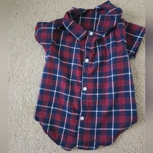 Plaid Dog Flanel Shirt - Maroon and Blue